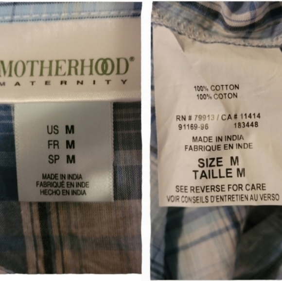 Motherhood Maternity Plaid Convertible Sleeve Button Front Top Sz M - Picture 8 of 9